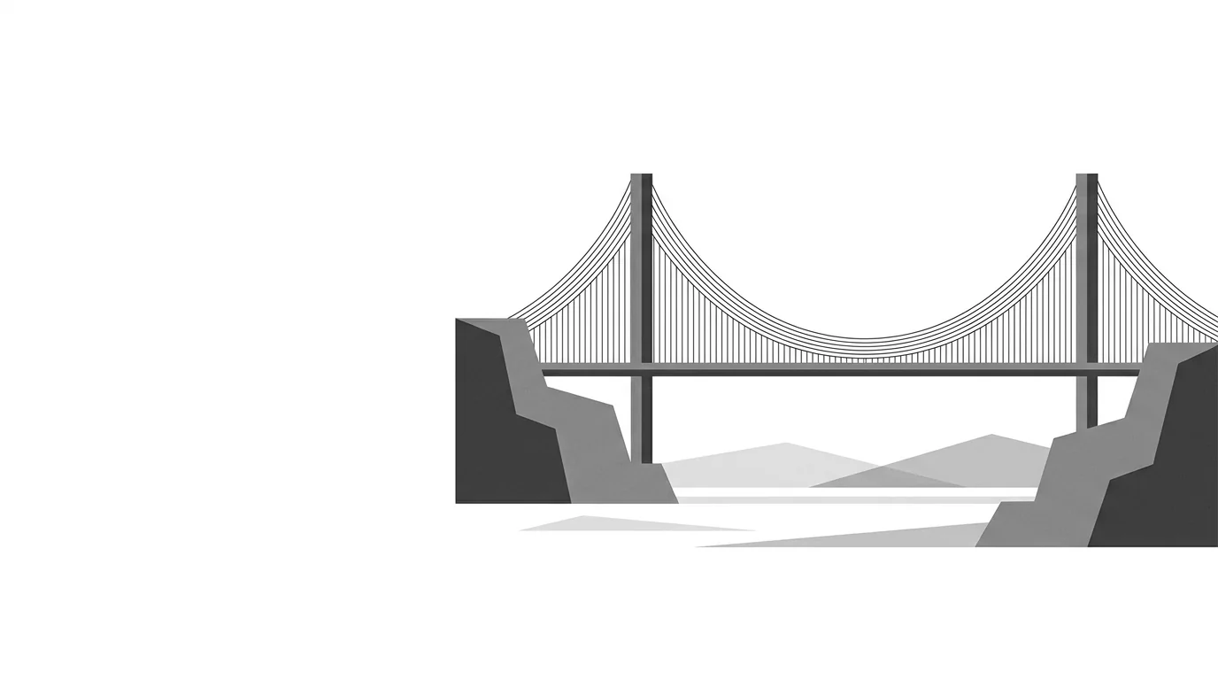 A suspension bridge spanning two cliffs